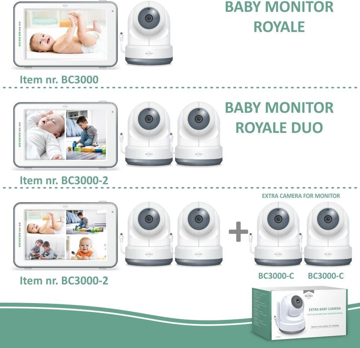 ELRO BC3000-2 Babyfoon Royale - Met 12,7 Cm Touchscreen Monitor HD- & App - Met Extra Camera - Voor 2 Kinderen 6 ELRO BC3000-2 Babyfoon Royale - Met 12,7 Cm Touchscreen Monitor HD- & App - Met Extra Camera - Voor 2 Kinderen - Afbeelding 6