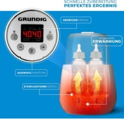 Grundig Flessenwarmer - Dubbele Flesverwarmer - 200W - Ruimte Voor 2 Babyflessen - Verwarmen, Ontdooien En Steriliseren - Incl. Stoomkap - Wit -Pasgeborenen En Jonge Kinderen 1200x1162 2
