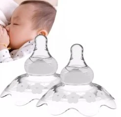 Pure Moms Tepelhoedjes Beschermen Je Tepels En Helpen Het Aanleggen Vergemakkelijken Als Dit Niet Goed Lukt Of Pijnlijk Is - 2 Cm Speen - 2 Stuks - 0-12 Maanden, 1-2 Jaar - BPA Vrij - Beschermend Bakje