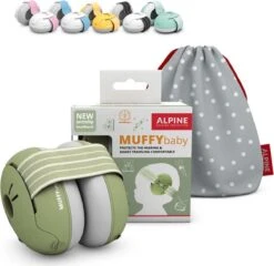 Alpine Muffy Baby - Premium Gehoorbescherming Voor Baby En Peuter - Verstelbaar - SNR 23 DB - Groen