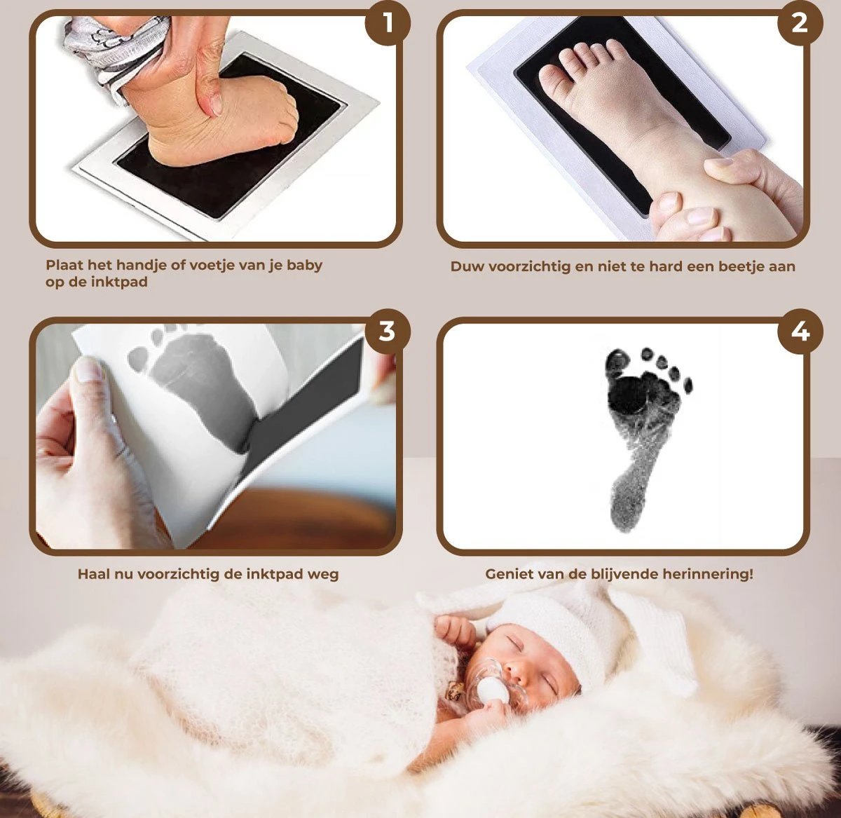 Baby Handafdruk - Baby Voetafdruk - Set - Baby Art - Kraamcadeau -Babyshower Cadeau – Inktafdruk – Inclusief Beschrijving Nederlands/Engels 10 Baby Handafdruk - Baby Voetafdruk - Set - Baby Art - Kraamcadeau -Babyshower Cadeau – Inktafdruk – Inclusief Beschrijving Nederlands/Engels - Afbeelding 10