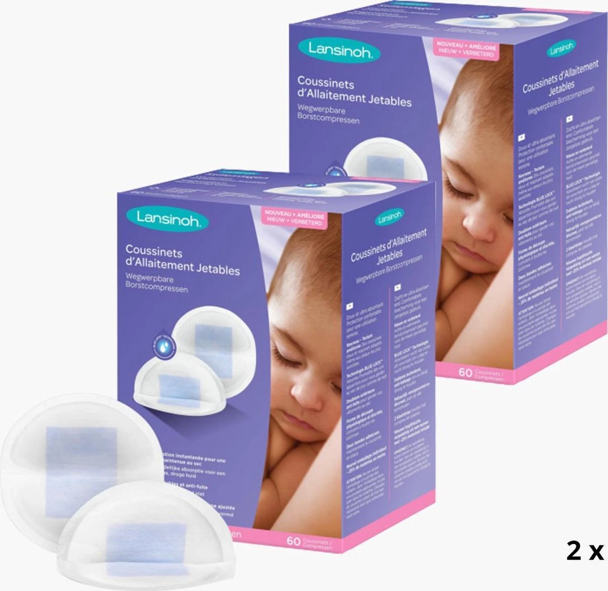 Lansinoh Wegwerp Zoogcompressen - 2 X 60 Stuks 2 Lansinoh Wegwerp Zoogcompressen - 2 X 60 Stuks - Afbeelding 2