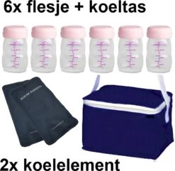 Spectra Moedermelk Flesjes - 6 X 160ml - Met Blauw Koeltasje En Koelelementen - Borstvoeding Flesjes - BPA Vrij