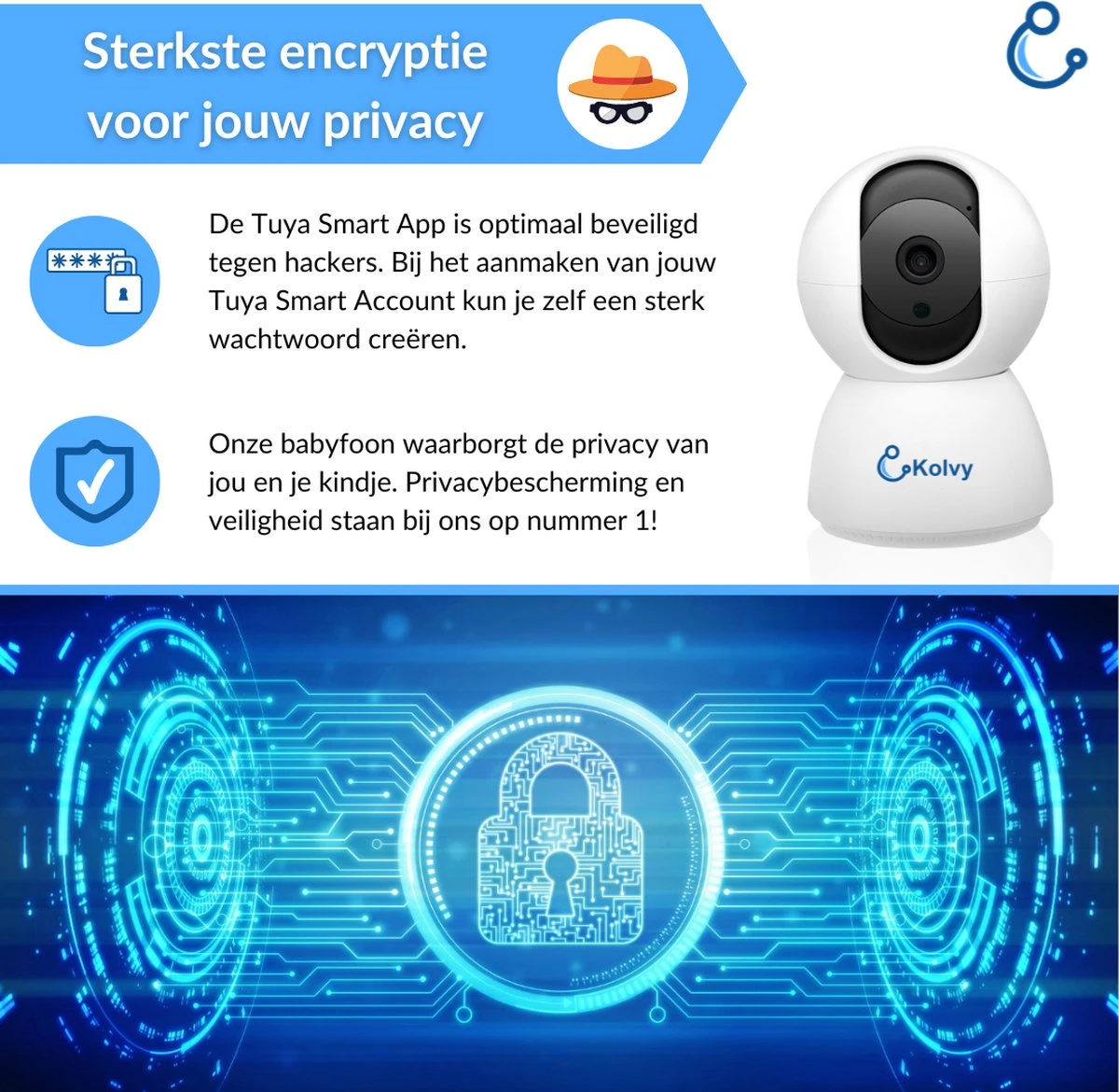 Kolvy® Babyfoon Met Camera En App - Intelligente Baby Monitor - Slimme Beveiligingscamera - NIEUW - WiFi - 3MP Super HD 1536p - Sterke Encryptie - Nachtzicht - Professioneel 12 Kolvy® Babyfoon Met Camera En App - Intelligente Baby Monitor - Slimme Beveiligingscamera - NIEUW - WiFi - 3MP Super HD 1536p - Sterke Encryptie - Nachtzicht - Professioneel - Afbeelding 12