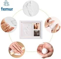 Femur® - Kraamcadeau - Fotolijst Met Handafdruk – Fotolijst Met Voetafdruk – Baby Fotolijstje – Babyshower – Geboorte Van Een Kind – Baby Kleiafdruk – Cadeau Voor Een Baby -Pasgeborenen En Jonge Kinderen 1200x1171 6