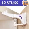 12 STUKS Zelfklevende Onzichtbare Kinderslot Kastjes – Kastslot – Veiligheidshaakjes – Ladeslot – Deurslot – Babyslot – Keukenkast Beveiliging - Ladebeveiliging