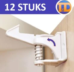 12 STUKS Zelfklevende Onzichtbare Kinderslot Kastjes – Kastslot – Veiligheidshaakjes – Ladeslot – Deurslot – Babyslot – Keukenkast Beveiliging - Ladebeveiliging