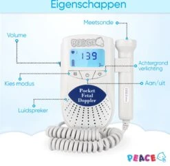 PEACE Doppler – Baby Hartje Monitor – Hartslag Meter - Blauw - Inclusief Ultrasound Gel, Batterijen En Oortjes – Kraamcadeau Meisje -Pasgeborenen En Jonge Kinderen 1200x1172 22