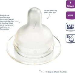Difrax Flessenspeen Wide Voor Brede Babyflessen - Maat Small - 2 Stuks -Pasgeborenen En Jonge Kinderen 1200x1172