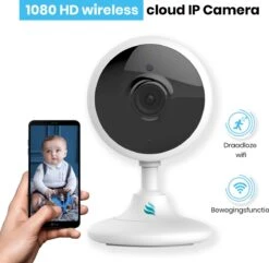 TibaGoods Wifi Babyfoon Met Camera - 1080P Smart Camera - HD Night Vision - Bewegingsdetectie – Spraakfunctie – Met GRATIS App - Camera Beveiliging - Huisdiercamera