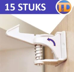 15 STUKS Zelfklevende Onzichtbare Kinderslot Kastjes – Kastslot – Veiligheidshaakjes – Ladeslot – Deurslot – Babyslot – Keukenkast Beveiliging - Ladebeveiliging