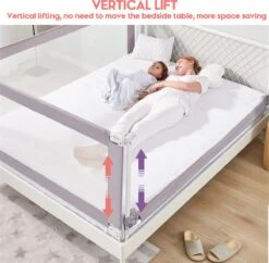 Merkloos Draagbaar Bedhekje - 150x93cm Verstelbare Hoogte Bedhek - Bedrand - Bedrail - Eenzijdig - Grijs 1 Zijwand -Pasgeborenen En Jonge Kinderen 1200x1175 11