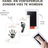 Inktafdruksetje Baby (2 Stuks) Met Bijpassende Kaartjes Olifant - Handafdruk Baby En Voetafdruk Baby - Zwarte Inktafdruk Zonder Vies Te Worden - Inkt Afdruk Baby
