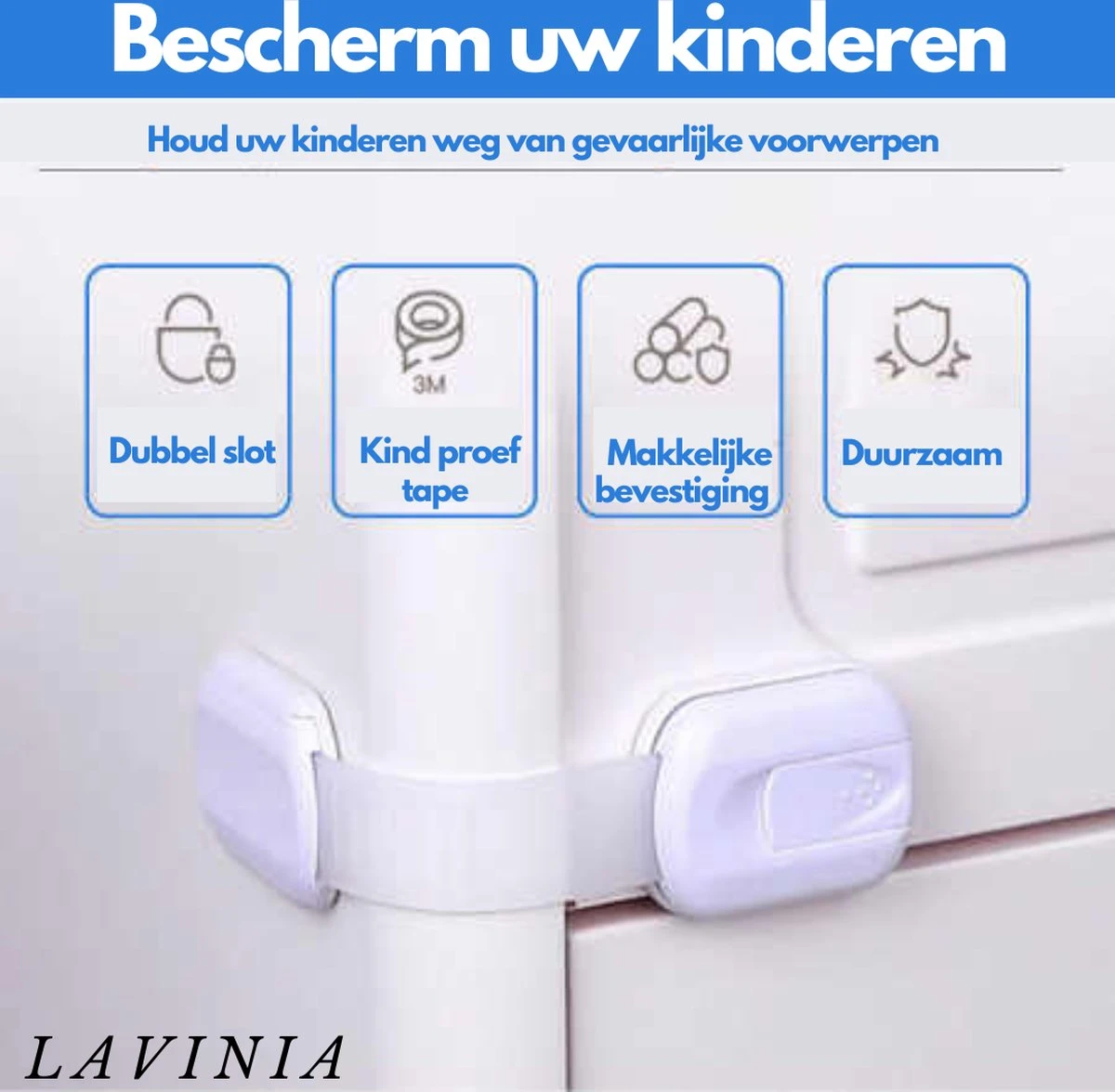 Lavinia - 10 Stuks - Kinderslot Kastjes – Kinderslot Kast – Kinderslot Deur – Kinderslot Keukenkastje – Kindersloten – Kinderbeveiliging Voor Kasten – Veiligheidshaakjes 3 Lavinia - 10 Stuks - Kinderslot Kastjes – Kinderslot Kast – Kinderslot Deur – Kinderslot Keukenkastje – Kindersloten – Kinderbeveiliging Voor Kasten – Veiligheidshaakjes - Afbeelding 3