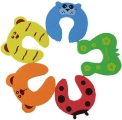 Set Van 4 Deurstoppers Van Foam - Veiligheids Deurstopper Kind / Baby - Klem Bescherming Voor Deuren En Ramen - Multicolour Dieren - KELERINO.