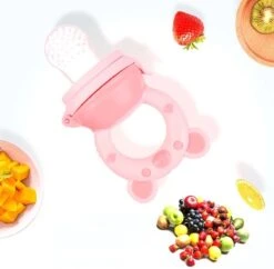 Merkloos Babyfles Met Lepel-baby/kinderbestek-100ml-BPA Vrij + 2 Bijtring/fruitspenen-rose -Pasgeborenen En Jonge Kinderen 1200x1178 1