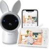 Arenti AINanny - Baby Monitor - Babyfoon Met 5 Inch Scherm - Ultra HD 2K Resolutie - Slaapliedjes - Alexa & Google - Inclusief 32 GB Sd Kaart - Temperatuur - Vochtigheid