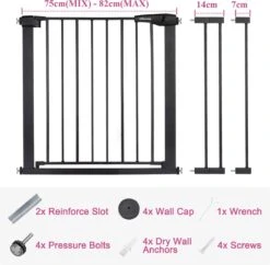 Merkloos Traphekje - Traphek Zonder Boren- 75-103cm Veiligheidshek - Veiligheidshekje - Voor Baby’s, Kinderen, Peuters & Huisdieren - Zwart -Pasgeborenen En Jonge Kinderen 1200x1178 9