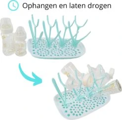 Flessen Droogrek Inclusief Borstelset - Afdruiprek Babyflessen Met Flessenborstels - Flessendroogrek Met Lekbak - Mint -Pasgeborenen En Jonge Kinderen 1200x1179 1