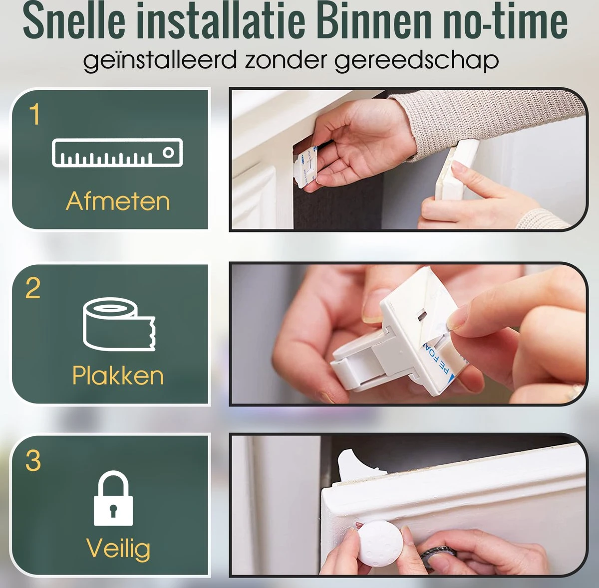 Kindersloten - Kastbeveiliging Voor Kinderen - 8 Stuks - Kinderbeveiliging Voor Kasten - Kinderslot Magneet - Veiligheidshaakjes 2 Kindersloten - Kastbeveiliging Voor Kinderen - 8 Stuks - Kinderbeveiliging Voor Kasten - Kinderslot Magneet - Veiligheidshaakjes - Afbeelding 2