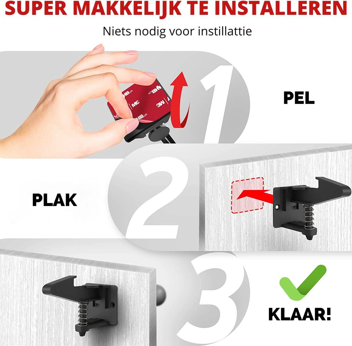 Eletux-B Kast- & Ladebeveiliging- Kinderslot Kastjes- Veiligheid Kinderen- Inclusief Handvat- Sterke 3M-lijm- 12 Stuks - Zwart 8 Eletux-B Kast- & Ladebeveiliging- Kinderslot Kastjes- Veiligheid Kinderen- Inclusief Handvat- Sterke 3M-lijm- 12 Stuks - Zwart - Afbeelding 8