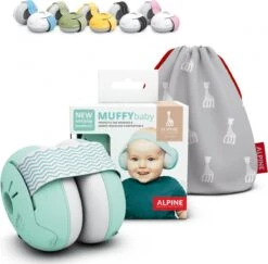 Alpine X Sophie La Girafe Muffy Baby - Premium Gehoorbescherming Voor Baby En Peuter - Verstelbaar - SNR 23 DB - Turquoise