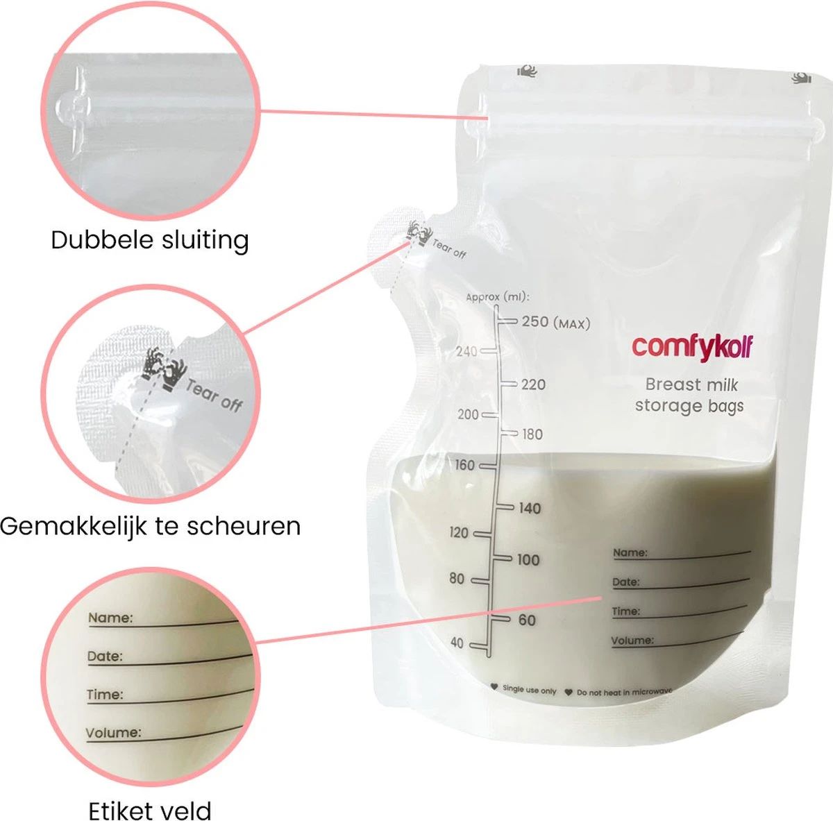 20 Stuks ComfyKolf Melk Bewaarzakjes 250ml - Borstvoeding Moedermelk Melkzakjes 2 20 Stuks ComfyKolf Melk Bewaarzakjes 250ml - Borstvoeding Moedermelk Melkzakjes - Afbeelding 2