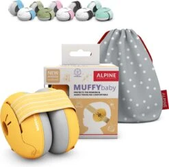 Alpine Muffy Baby - Premium Gehoorbescherming Voor Baby En Peuter - Verstelbaar - SNR 23 DB - Geel