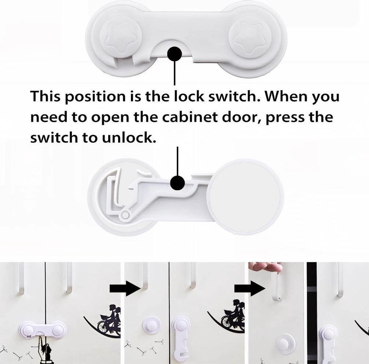 Merkloos 2 Deur Ladeslot Voor Kast, Koelkast - Kinderslot - Baby Safety – Lock – Babylock - Veiligheidshaakje – Babyslot - Deuren - Baby - Peuter – Safty-Kinderbeveiliging - Kastenvergrendeling - Kastdeur Grendel – Kastbeveiliging Kleur: Wit 5 Merkloos 2 Deur Ladeslot Voor Kast, Koelkast - Kinderslot - Baby Safety – Lock – Babylock - Veiligheidshaakje – Babyslot - Deuren - Baby - Peuter – Safty-Kinderbeveiliging - Kastenvergrendeling - Kastdeur Grendel – Kastbeveiliging Kleur: Wit - Afbeelding 5