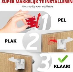 Eletux-B Kast- & Ladebeveiliging- Kinderslot Kastjes- Veiligheid Kinderen- Inclusief Handvat- Sterke 3M-lijm- 12 Stuks - Wit -Pasgeborenen En Jonge Kinderen 1200x1185 14