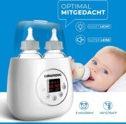 Grundig Flessenwarmer - Dubbele Flesverwarmer - 200W - Ruimte Voor 2 Babyflessen - Verwarmen, Ontdooien En Steriliseren - Incl. Stoomkap - Wit -Pasgeborenen En Jonge Kinderen 1200x1185 2