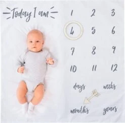 Merkloos Baby Mijlpaaldeken – Milestone Deken – Babyshower Cadeau – Kraamcadeau - Kraamcadeau Jongen - Kraamcadeau Meisje - Geboorte Cadeau - Baby Speelkleed - Gender Neutraal Babycadeau