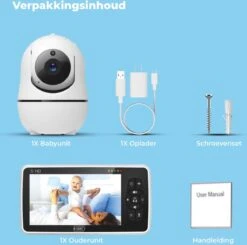 B-care Babyfoon Met Camera - 5.0 Inch Scherm - Nederlands Display - Zonder Wifi En App - Temperatuursensor - Nachtzicht - Terugspreekfunctie - 8 Slaapliedjes -Pasgeborenen En Jonge Kinderen 1200x1190 7