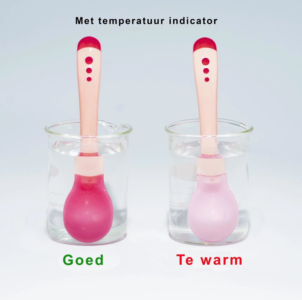 Huntex Kunstof/Siliconen Babylepels - Met Temperatuurindicator - Babybestek - Rood - 4 Stuks 3 Huntex Kunstof/Siliconen Babylepels - Met Temperatuurindicator - Babybestek - Rood - 4 Stuks - Afbeelding 3