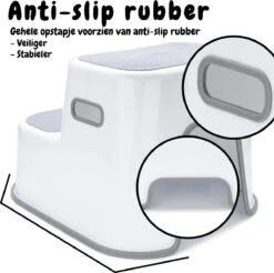 UkkieBoo Opstapje - Max 100kg - Wit - Antislip Krukje - 38x34x14/26 - Wc Krukje - Kinder Opstapjes - Wc Trainer - Wc Kinderhulp - Toilet Trainer - Huishoudtrap - Opstapje - Kruk - Opstapkrukje - Baby Opstapje - Veilig - Keuken Opstapje - Trapje -Pasgeborenen En Jonge Kinderen 1200x1193 4