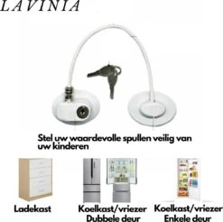 Lavinia Zelfklevende Hoge Kwaliteit Kinderslot - Kinderslot Koelkast - Kinderslot Lade - Zelfklevend Kinderslot - Ladebeveiliging Kinderen - Kastslot - Keukenkast - Wit - Kinderslot Kastjes - Kinderslot - Deurslot - Veiligheidshaakjes - 2 Sleutels
