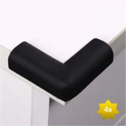FSW-Products - 4 Stuks - Tafel Hoekbeschermers Set - Zwart - Tafelhoek Beschermers - Beschermhoeken - Veiligheid Baby Peuter En Kind - Zelfklevende Tafelhoek Beschermers - Met Bevestiging Materiaal - Zelfklevende Buffers - Tafelbuffer – Foam