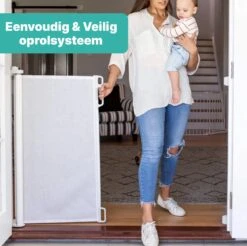 Jokenz® Oprolbaar Traphekje - Veiligheidshekje - Kinderhekje - Hondenhek Voor Binnen - Traphekjes Hond - WIT -Pasgeborenen En Jonge Kinderen 1200x1196 23