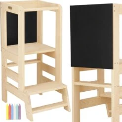 Springos Leertoren Montessori - Leertoren Keukenhulp - Keukentoren - Leertoren Peuters - Stabiel - Met Krijtbord -Pasgeborenen En Jonge Kinderen 1200x1196 30