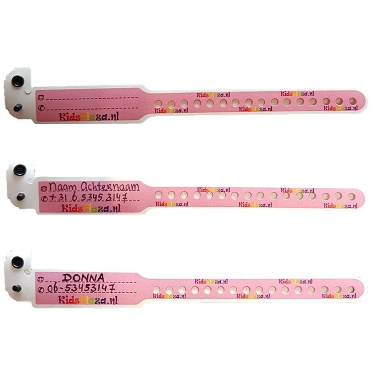 SOS Polsbandjes – Set Van 3 Naambandjes Met Kindveilige Sluiting - ID Bandjes – Infobandjes Voor Kinderen Van Ca. 0-6 Jaar - KidsPlaza.nl – Roze 2 SOS Polsbandjes – Set Van 3 Naambandjes Met Kindveilige Sluiting - ID Bandjes – Infobandjes Voor Kinderen Van Ca. 0-6 Jaar - KidsPlaza.nl – Roze - Afbeelding 2