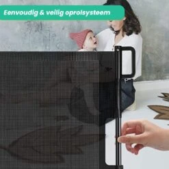 Jokenz® Oprolbaar Traphekje - Veiligheidshekje - Kinderhekje - Hondenhek Voor Binnen - Traphekjes Hond - Zwart -Pasgeborenen En Jonge Kinderen 1200x1198 24
