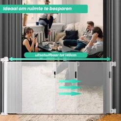 Jokenz® Oprolbaar Traphekje - Veiligheidshekje - Kinderhekje - Hondenhek Voor Binnen - Traphekjes Hond - Grijs -Pasgeborenen En Jonge Kinderen 1200x1198 26