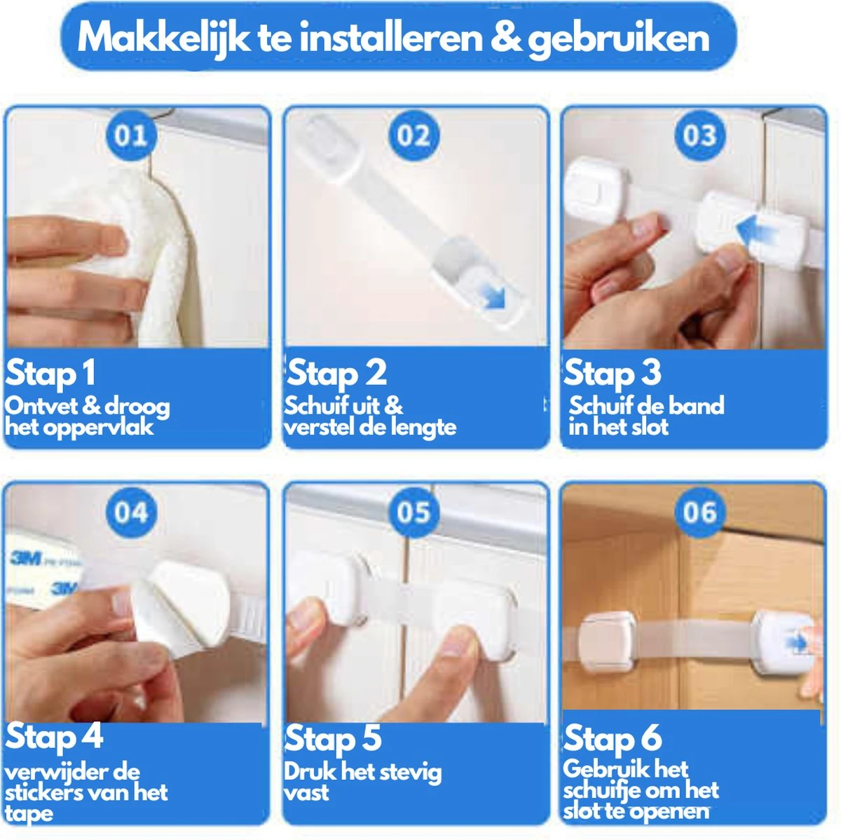 Lavinia - 10 Stuks - Kinderslot Kastjes – Kinderslot Kast – Kinderslot Deur – Kinderslot Keukenkastje – Kindersloten – Kinderbeveiliging Voor Kasten – Veiligheidshaakjes 4 Lavinia - 10 Stuks - Kinderslot Kastjes – Kinderslot Kast – Kinderslot Deur – Kinderslot Keukenkastje – Kindersloten – Kinderbeveiliging Voor Kasten – Veiligheidshaakjes - Afbeelding 4