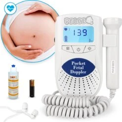 PEACE Doppler Met Ultrasound 250mL – Baby Hartje Monitor – Hartslag Meter - Blauw - Incl. Batterijen En Oortjes – Kraamcadeau Meisje