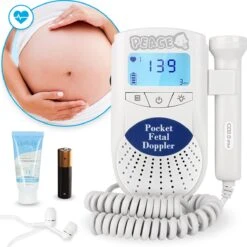 PEACE Doppler – Baby Hartje Monitor – Hartslag Meter - Blauw - Inclusief Ultrasound Gel, Batterijen En Oortjes – Kraamcadeau Meisje