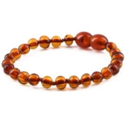 Merkloos Life Fashion - Barnsteen Baby Armband - 12 CM - Cognac - Amber Baby Armband - Pijn Verminderend Doorkomende Tandjes - Barnsteen Lithouwen - Baltisch Barnsteen