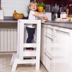 Springos Leertoren Montessori | Leertoren Keukenhulp | Keukentoren | Leertoren Peuters | Stabiel | Wit -Pasgeborenen En Jonge Kinderen 1200x1200 1163