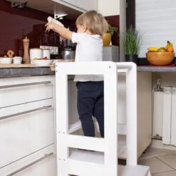 Springos Leertoren Montessori | Leertoren Keukenhulp | Keukentoren | Leertoren Peuters | Stabiel | Wit -Pasgeborenen En Jonge Kinderen 1200x1200 1164