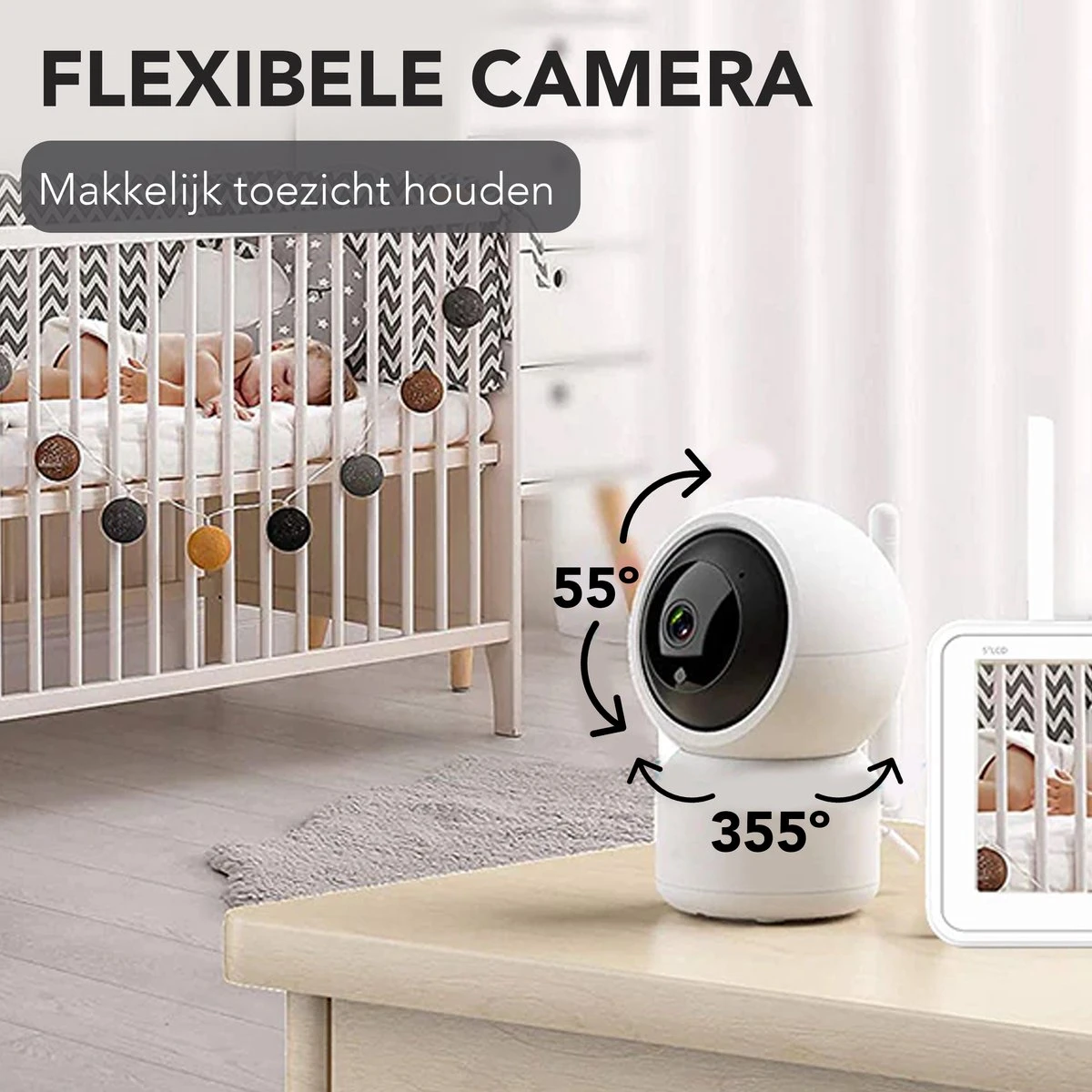 Achaté Babyfoon Met Camera - Baby Monitor Met 5 Inch Monitor - Video & Audio - Infrarood Nachtvisie - Terugspreekfunctie - Wit 2 Achaté Babyfoon Met Camera - Baby Monitor Met 5 Inch Monitor - Video & Audio - Infrarood Nachtvisie - Terugspreekfunctie - Wit - Afbeelding 2