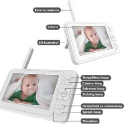 Achaté Babyfoon Met Camera - Baby Monitor Met 5 Inch Monitor - Video & Audio - Infrarood Nachtvisie - Terugspreekfunctie - Wit 13 Achaté Babyfoon Met Camera - Baby Monitor Met 5 Inch Monitor - Video & Audio - Infrarood Nachtvisie - Terugspreekfunctie - Wit -Pasgeborenen En Jonge Kinderen 1200x1200 1310